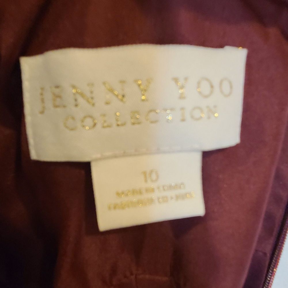 Jenny Yoo Bridesmaids Dress Womens Size 10 Wine Full Length Gown High Thigh Slit - Picture 7 of 9